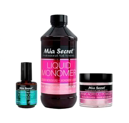 Set Acrílico Mia Secret Rosado Tamaño L