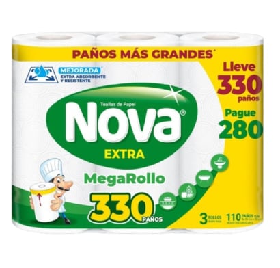 Rollo de Cocina Nova Extra 110 Paños 3 Unidades