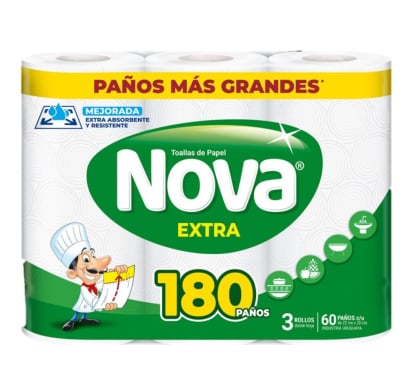Rollo de Cocina Nova Extra 60 Paños 3 Unidades 