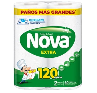 Rollo de Cocina Nova Extra 60 Paños 2 Unidades 