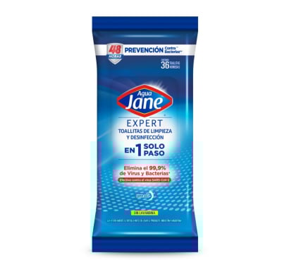 Toallitas de Limpieza Agua Jane Expert sin Lavandina 36 Unidades 