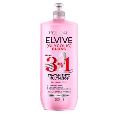 Crema para Peinar Elvive Glycolic Gloss 3 en 1 500 ml 