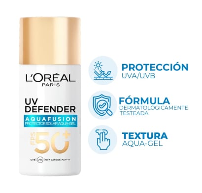 Protector Solar L'Oréal Paris UV Defender Aqua Fusion FPS50+ 50 ml