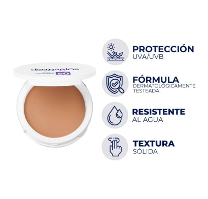 Protector Solar Facial Dermaglós Compacto con Color Tono N°2 FPS50+