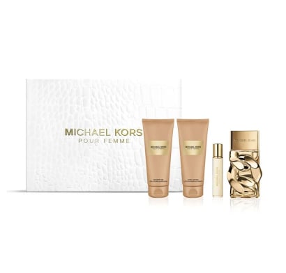 Cofre Michael Kors Perfume Pour Femme EDP 100 ml + Mini Talla 10 ml + Loción Corporal 100 ml + Gel de Ducha 100 ml
