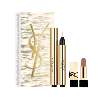 Cofre Yves Saint Laurent Corrector Touche Éclat Le Stylo 2 + Labial Pur Couture Nude Muse