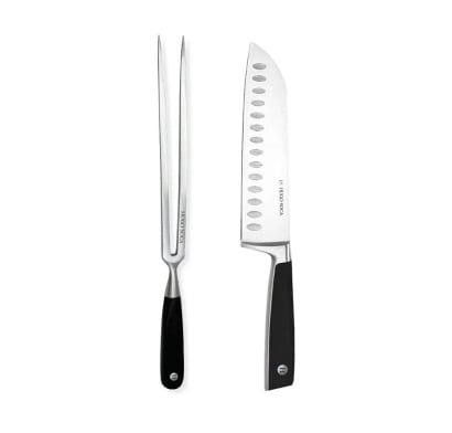 Combo Hugo Soca Tenedor Trinchante y Cuchillo Santoku Grande