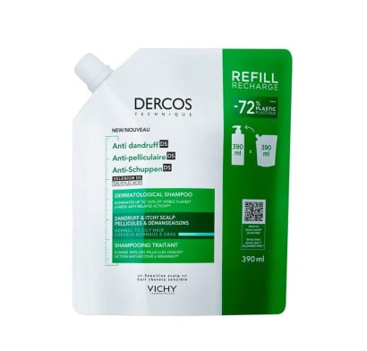 Shampoo Vichy Dercos Anticaspa Cabello Graso Refill 390 ml