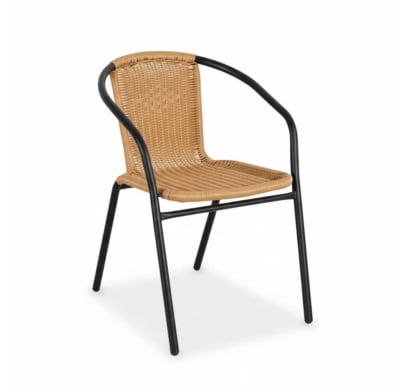Silla Clásica Símil Rattan y Acero Beige