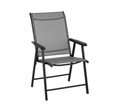 Silla de Textilina con Apoyabrazos Plegable Gris