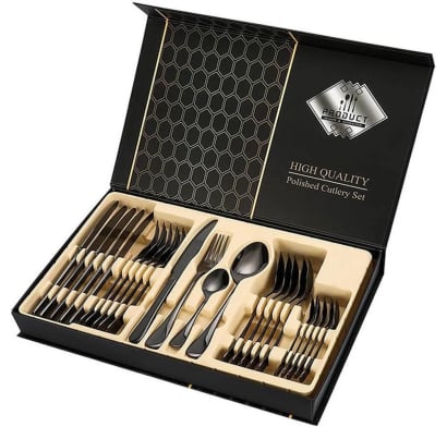 Juego de Cubiertos Negro 24 Piezas