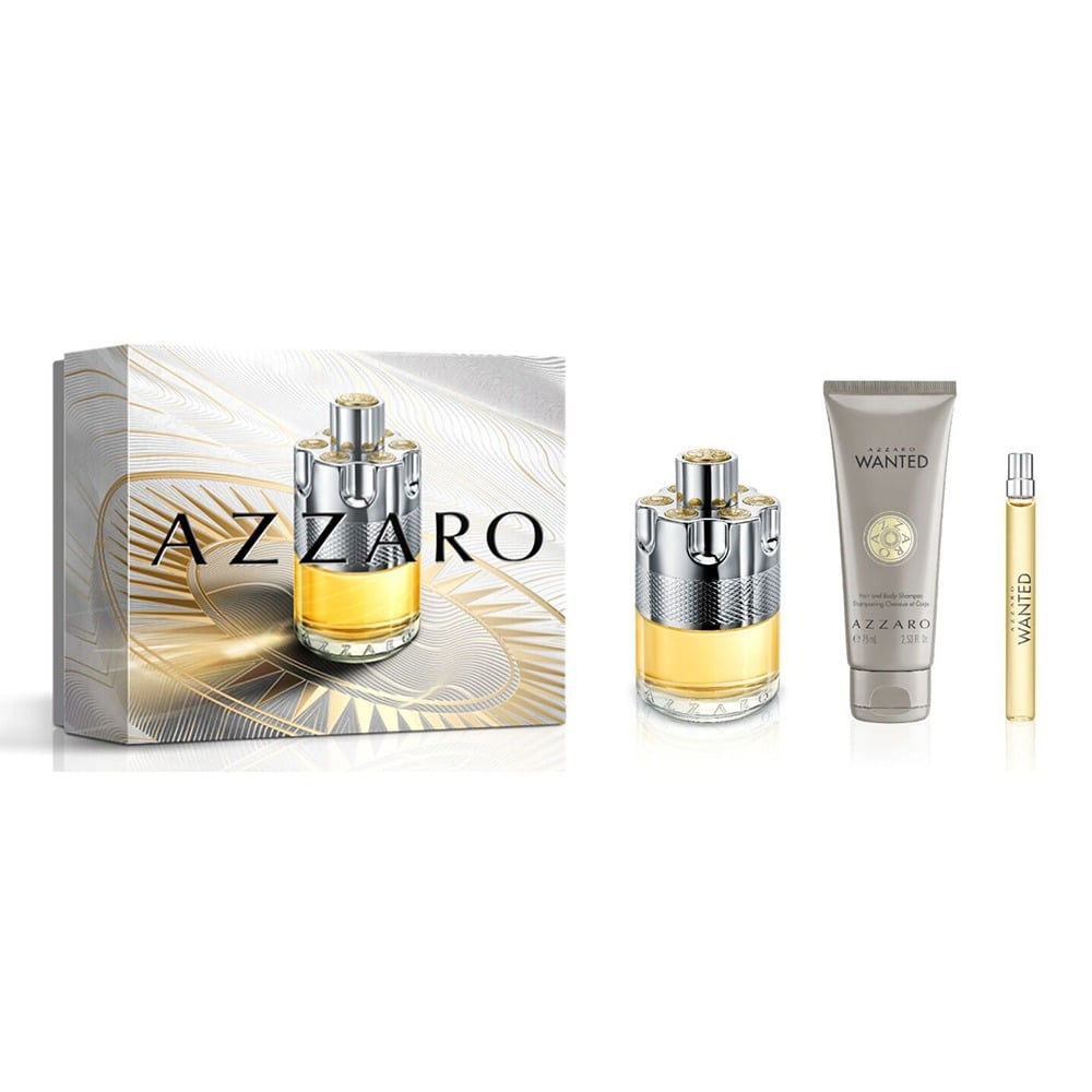 Cofre Azzaro Perfume Wanted Men EDT 100 ml + Mini Talla 10 ml + Gel de Ducha 75 ml 
