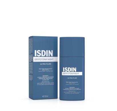 Sérum facial nocturno Isdin Eryfotona Night de 50ml para reparar el daño solar acumulado.