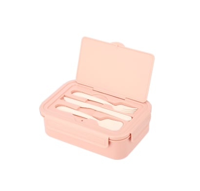 Lunchera con Cubiertos Terrano Rosa
