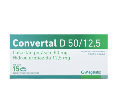 Convertal D 50 / 12.5 mg 15 Comprimidos Recubiertos