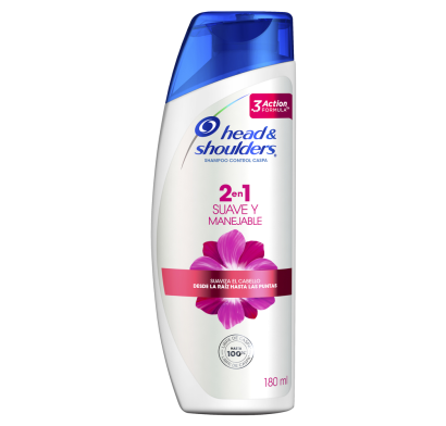Shampoo Head & Shoulders 2 en 1 Suave y Manejable 180 ml
