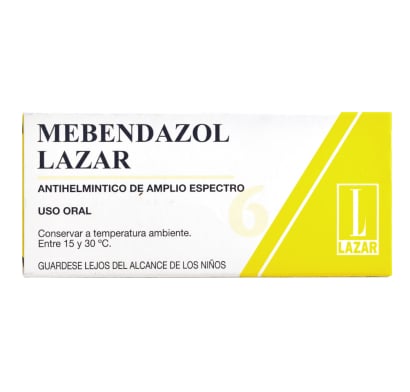 Mebendazol Lazar 100 mg 6 Comprimidos