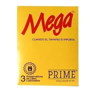 PRESERVATIVO PRIME MEGA X3 UNIDADES.