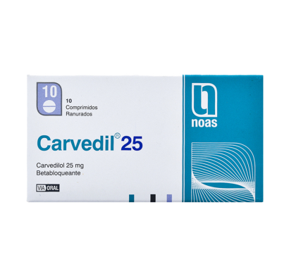 Carvedil 25 mg 10 Comprimidos Ranurados