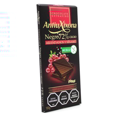 **CHOCOLATE NEGRO 72% C/ARANDANOS Y SESAMO