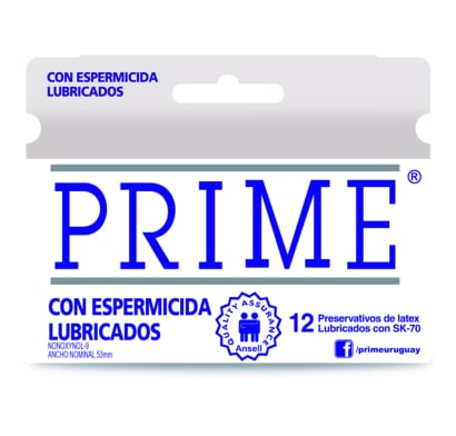 PRESERVATIVO PRIME CON ESPERMICIDA X12 UNIDADES.