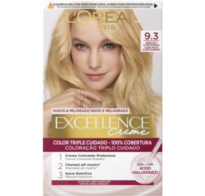 TINTURA PERMANENTE EXCELLENCE CREME DE L'ORÉAL PARÍS 9.3 RUBIO MUY CLARO DORADO X 47 GR