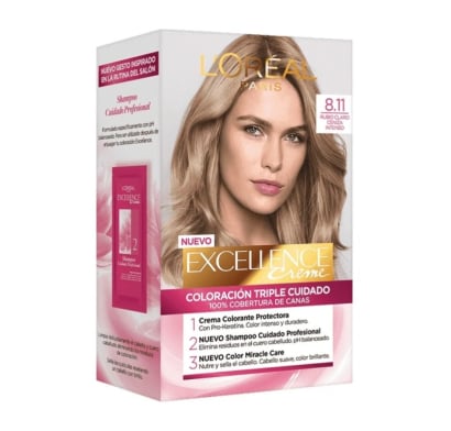 Tinta L'Oréal Paris Excellence Creme N°8.11 Rubio Claro Ceniza Profundo