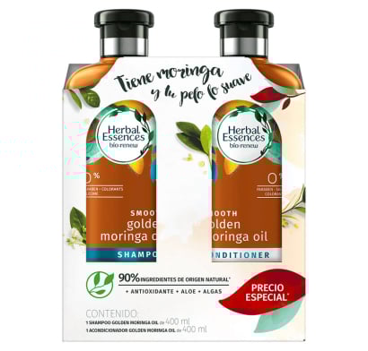 Pack Shampoo Herbal Essences Golden Moringa Oil 400 ml + Acondicionador 400 ml