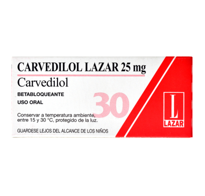 Carvedilol 25 mg 30 Comprimidos