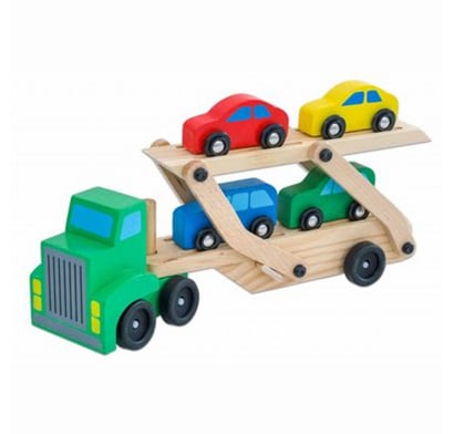 Juego Akas Camión Remolque Madera con 4 Autitos