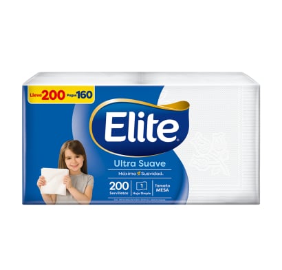 Servilletas Elite para Mesa Blanco 200 Unidades