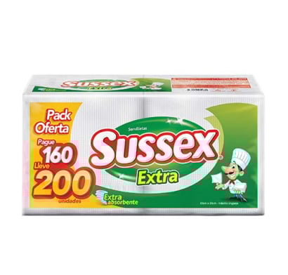 Servilletas Sussex Extra Mesa Blanca 200 Unidades
