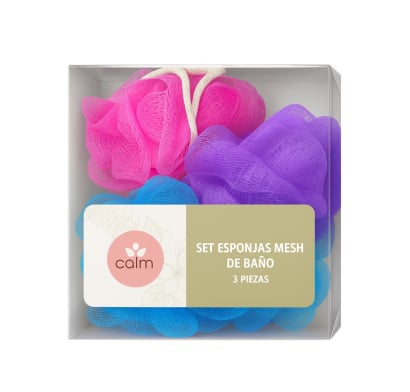 Set Esponjas de Baño de Mesh Calm 3 Unidades Colores Surtidos