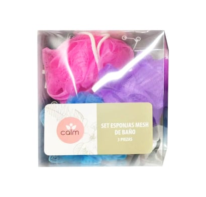 Set Esponjas de Baño de Mesh Calm 3 Unidades Colores Surtidos
