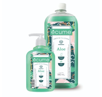 Jabón de Glicerina Écume Aloe para Manos 1 l + Jabón Aloe para Manos 340 ml