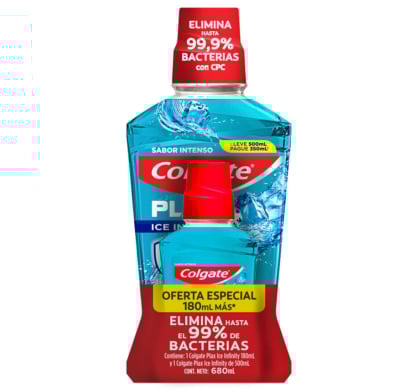 ENJUAGUE COLGATE PLAX ICE INFINITY 500ML +180ML
