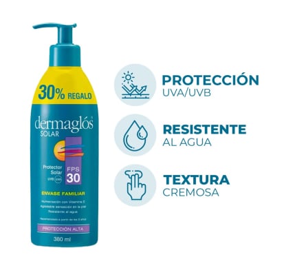 **DERMAGLOS SOLAR F30 X 380 ML