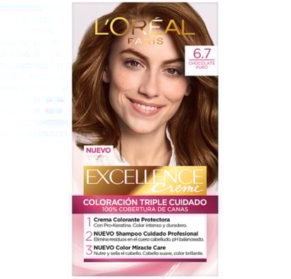 Tinta L'Oréal Paris Excellence Creme N°6.7 Chocolate Puro