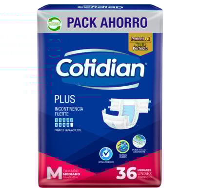 PAÑAL COTIDIAN PLUS TALLE MEDIO X36 UNIDADES.