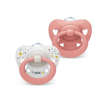 Chupete de Silicona Signature Nuk Rosado Talle 1 0 a 6 meses 2 Unidades 