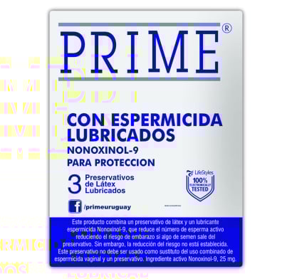 PRESERVATIVO PRIME CON ESPERMICIDA X8 UNIDADES.
