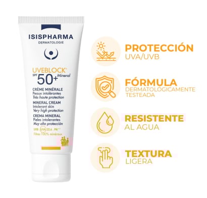 Protector Solar Isispharma Uveblock Mineral sin Color FPS50+ 40 g
