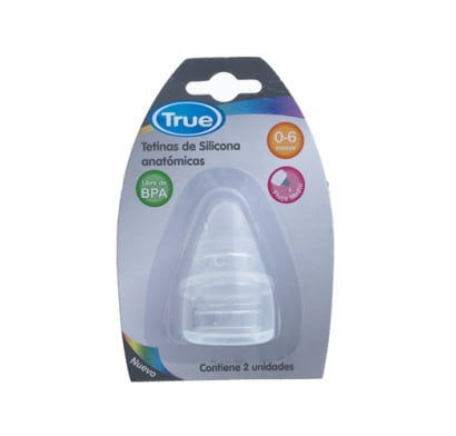 TETINAS TRUE DE SILICONA ANATOMICAS 0 A 6 MESES X2 UNIDADES