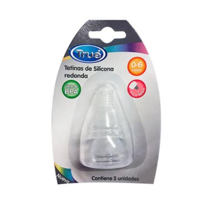 Tetina True de Silicona 0 a 6 Meses Redonda 2 Unidades 