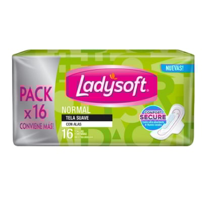Toallitas Femeninas Ladysoft Normal Tela Suave 16 Unidades