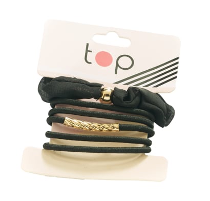 Gomitas para Pelo Top Negras con Aplique 6 Unidades