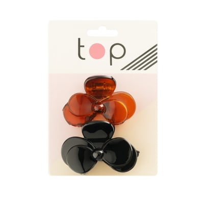 Mini Pinzas para el Pelo Top Carey y Negro 2 Unidades