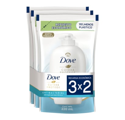 Jabón Líquido Dove Antibacterial para Manos Refill 220 ml 3 Unidades