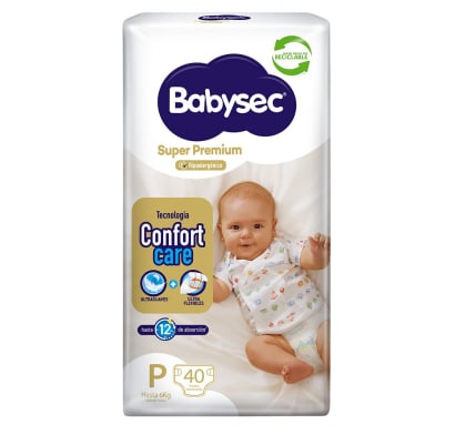 Pañales Babysec Super Premium P 40 Unidades