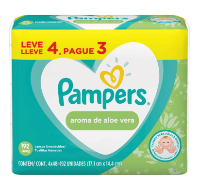 Toallitas Húmedas Pampers Aloe Vera 192 Unidades